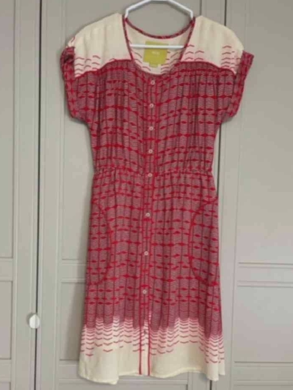 Maeve Red & Cream Button-Front Casual Dress